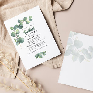 Tarjeta Pequeña Eucalyptus Bridal Shower Greenery Succulent