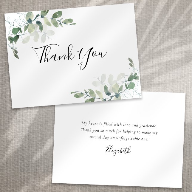 Tarjeta Pequeña Eucalyptus Calligraphy Shower Gracias (Subido por el creador)