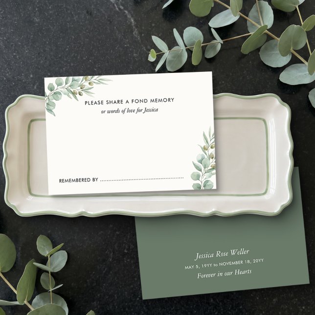 Tarjeta Pequeña Eucalyptus Celebration of Life Share a Memory (Share a Memory cards from the Eucalyptus Celebration of Life collection by Darling & May)