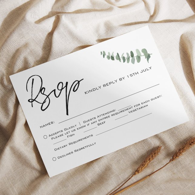 Tarjeta Pequeña Eucalyptus Código QR Boda RSVP (Subido por el creador)