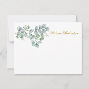 Tarjeta Pequeña Eucalyptus de color de agua deja oro - Elegir tama