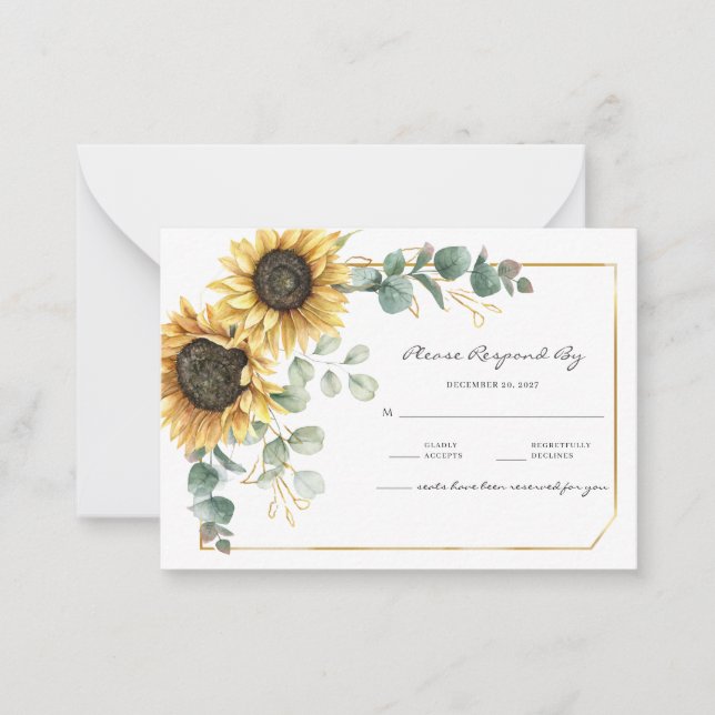 Tarjeta Pequeña Eucalyptus Floral Botánica RSVP (Anverso)