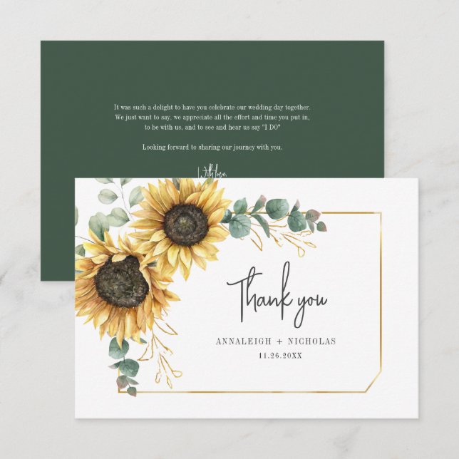 Tarjeta Pequeña Eucalyptus Floral Gracias (Anverso / Reverso)