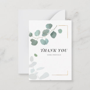 Tarjeta Pequeña Eucalyptus Greenery Succulum Gold Frame Gracias