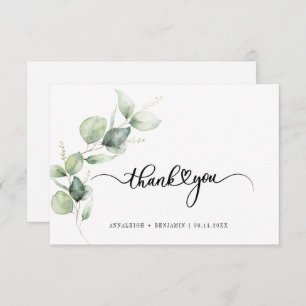 Tarjeta Pequeña Eucalyptus Hand-Lettered Boda Gracias