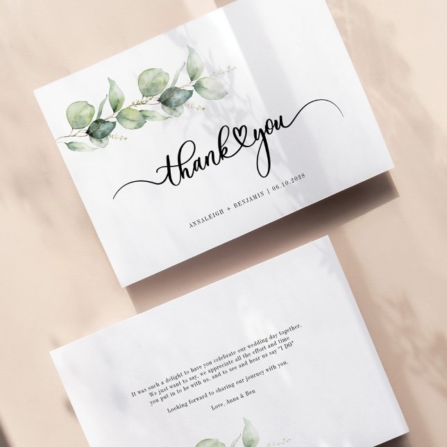 Tarjeta Pequeña Eucalyptus Hand-Lettered Boda Gracias (Subido por el creador)