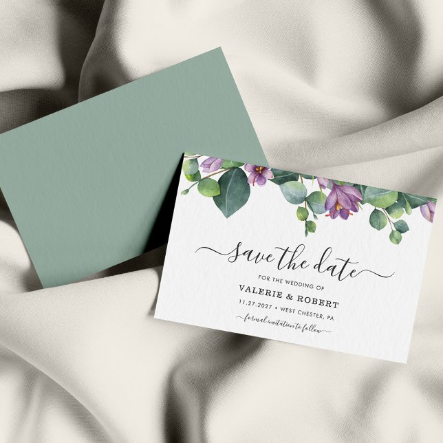 Tarjeta Pequeña Eucalyptus Morado Floral Suculento Guardar La Fech (Subido por el creador)