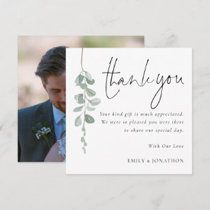 Tarjeta Pequeña Eucalyptus Photo Boda Gracias