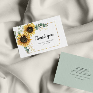 Tarjeta Pequeña Eucalyptus Sunflower Boda Gracias