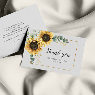 Tarjeta Pequeña Eucalyptus Sunflower Boda Gracias