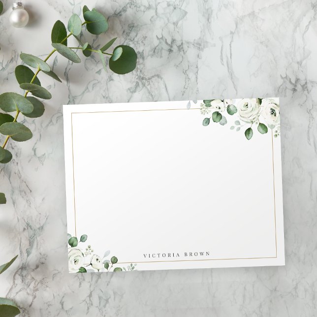 Tarjeta Pequeña Eucalyptus verde Floral Estacionalidad personaliza (Eucalyptus greenery Floral Personalized Stationery Note Card)
