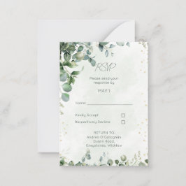 Tarjeta Pequeña Eucalyptus Wedding RSVP Card 1001