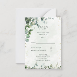 Tarjeta Pequeña Eucalyptus Wedding RSVP Card 1001