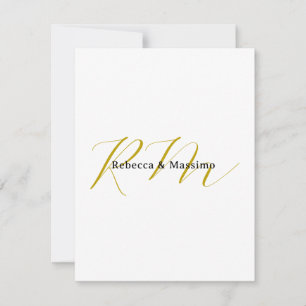 Tarjeta Pequeña Exclusivo Color Dorado Monograma Nombre Moderno