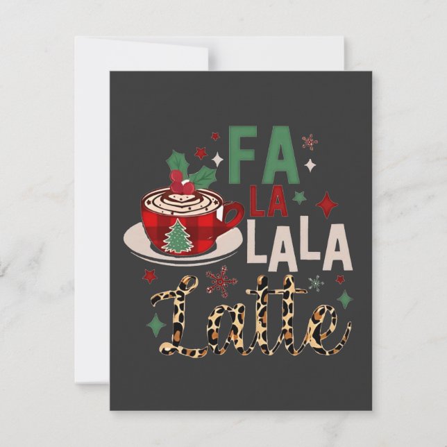 Tarjeta Pequeña Fa Fa La La Latte Divertida Navidad Santa Xmas  (Anverso)