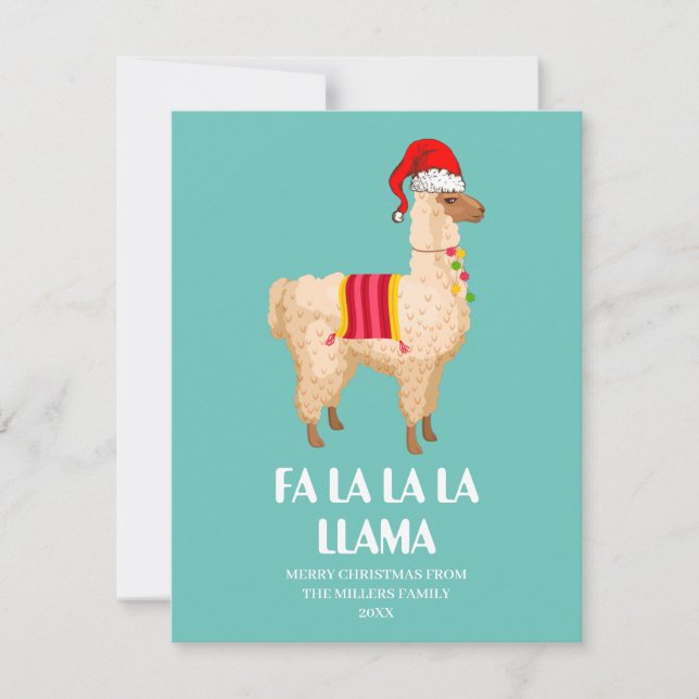 Tarjeta Pequeña Fa La La Llama Card, Funny Christmas Card,  (Anverso)