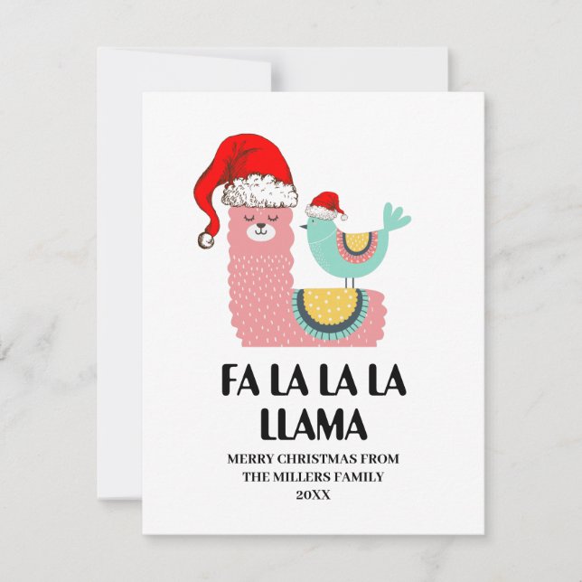 Tarjeta Pequeña Fa La La Llama Card, Funny Christmas Card,  (Anverso)
