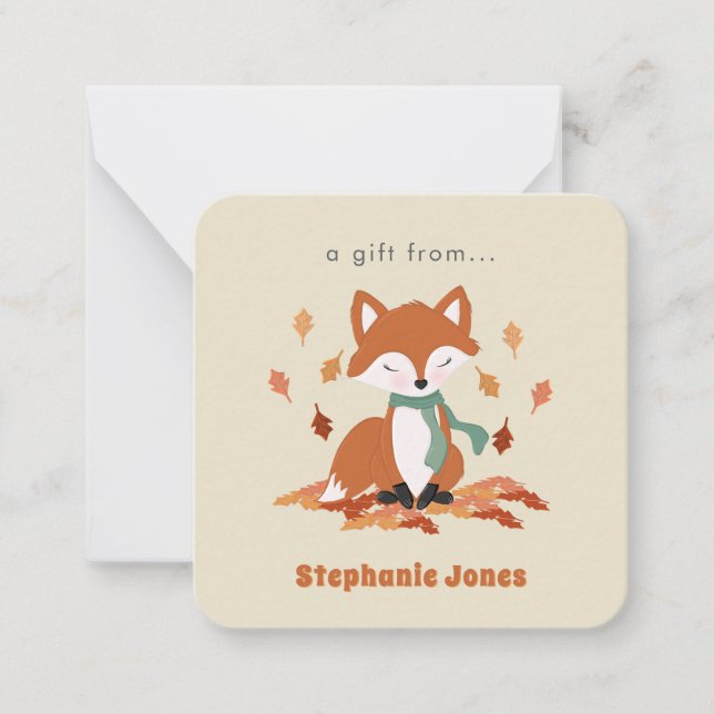 Tarjeta Pequeña Fall Fox Woodland Birthday (Anverso)
