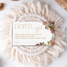 Tarjeta Pequeña Fall In Love Floral Baby Shower Diaper Raffle Card