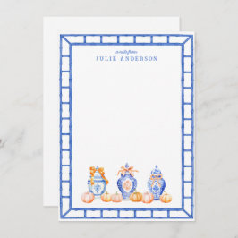 Tarjeta Pequeña Fall Pumpkin Chinoiserie Ginger Jar Note Card