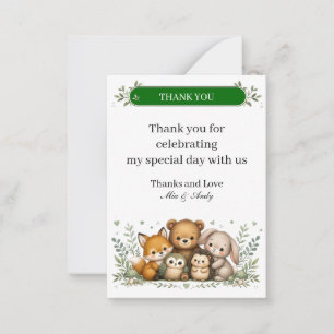 Tarjeta Pequeña Familia de animales del bosque adorable gracias