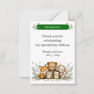 Tarjeta Pequeña Familia de animales del bosque adorable gracias