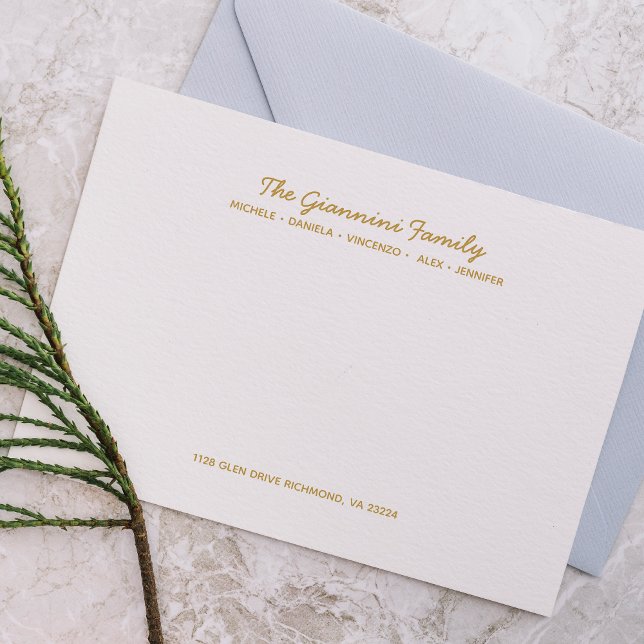 Tarjeta Pequeña FAMILIA NOTECARDS Dirección de nombre cursivo FAUX (Subido por el creador)