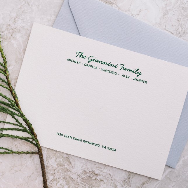 Tarjeta Pequeña FAMILIA NOTECARDS Dirección de nombre cursivo HUNT (Subido por el creador)