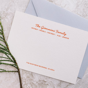 Tarjeta Pequeña FAMILIA NOTECARDS NARANJA de direcciones de nombre