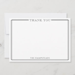 Tarjeta Pequeña Familia o Parejas Elegante Blanco Negro Gracias