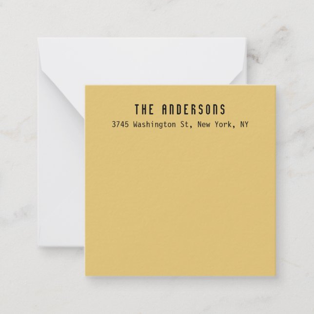 Tarjeta Pequeña Family Name Modern Plain Professional Brass Yellow (Anverso)