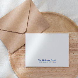 Tarjeta Pequeña FAMILY NOTECARDS Stationery Cursive Names Blue