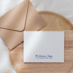 Tarjeta Pequeña FAMILY NOTECARDS Stationery Cursive Names Blue