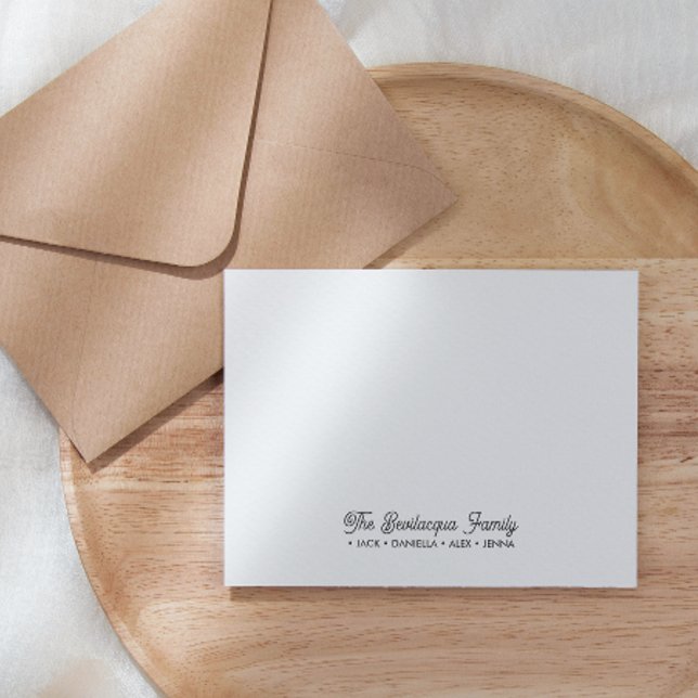 Tarjeta Pequeña FAMILY NOTECARDS Stationery Cursive Names GRAY (Subido por el creador)