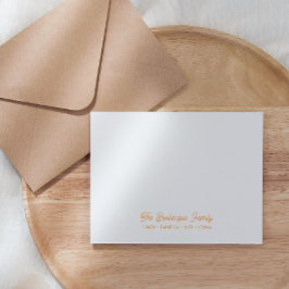 Tarjeta Pequeña FAMILY NOTECARDS Stationery Cursive Names Orange