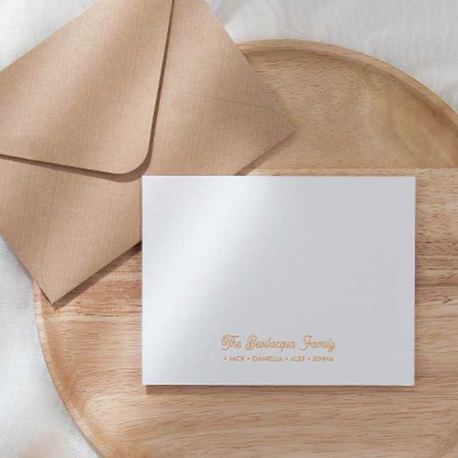 Tarjeta Pequeña FAMILY NOTECARDS Stationery Cursive Names Orange (Subido por el creador)