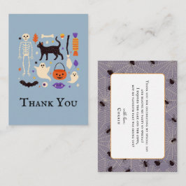 Tarjeta Pequeña Famoso Un Halloween Azul Primer Cumpleaños Gracias