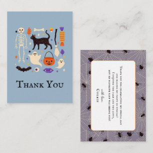 Tarjeta Pequeña Famoso Un Halloween Azul Primer Cumpleaños Gracias