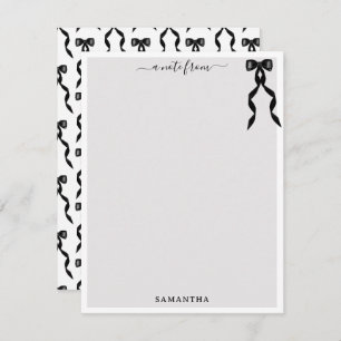 Tarjeta Pequeña Fancy Watercolor Black Bow Personalizado