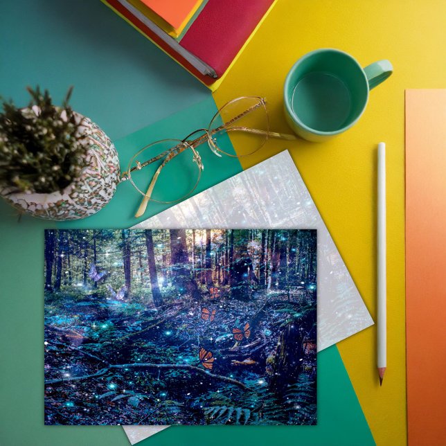 Tarjeta Pequeña Fantasía Bosque Mariposas Woodland Gracias (Subido por el creador)