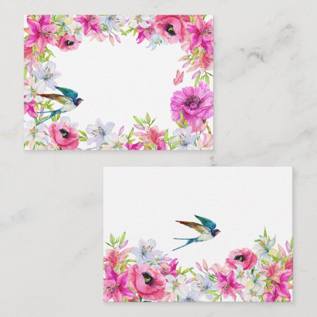 Tarjeta Pequeña Fantasma floral rosa (Anverso / Reverso)