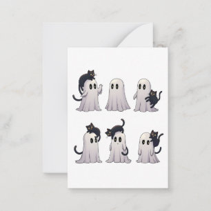 Tarjeta Pequeña  Fantasmas Pastel Gótico Espeluznante Gatos Negros