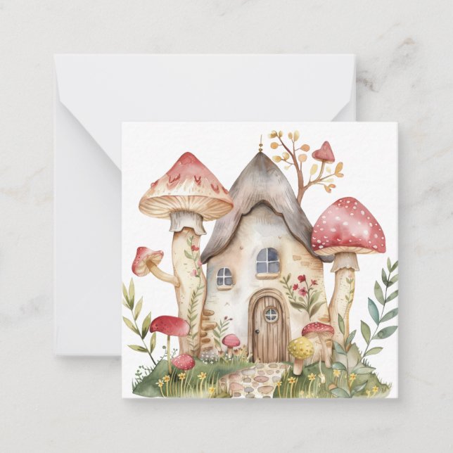 Tarjeta Pequeña Fantasy Mushroom Note Card (Anverso)