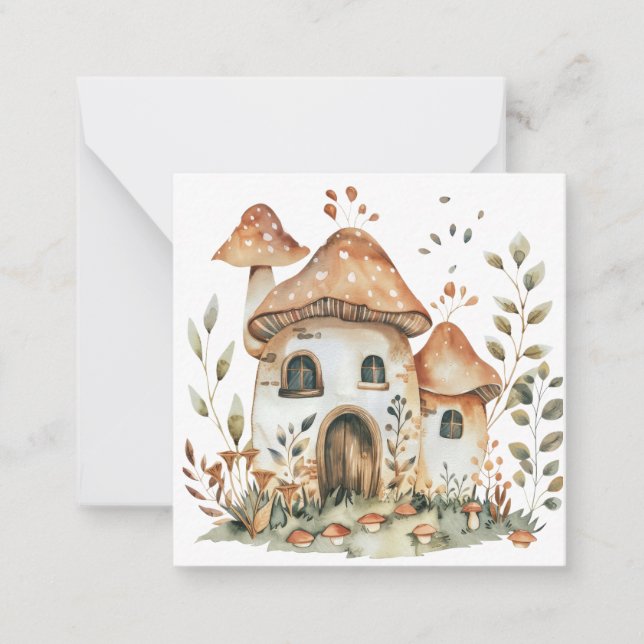 Tarjeta Pequeña Fantasy Mushroom Note Card (Anverso)