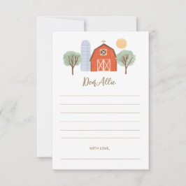 Tarjeta Pequeña Farm Birday Party Time Capsule Note Card