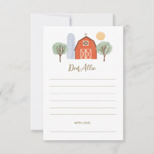 Tarjeta Pequeña Farm Birday Party Time Capsule Note Card