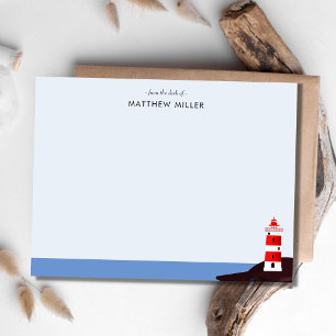 Tarjeta Pequeña Faro costero azul personalizado