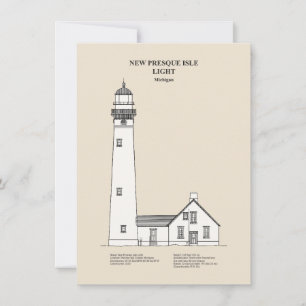 Tarjeta Pequeña Faro de la Nueva Isla Presque - Michigan - SBD