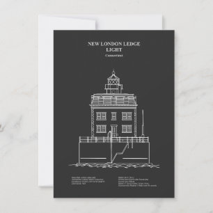 Tarjeta Pequeña Faro de New London Ledge - Connecticut – PD