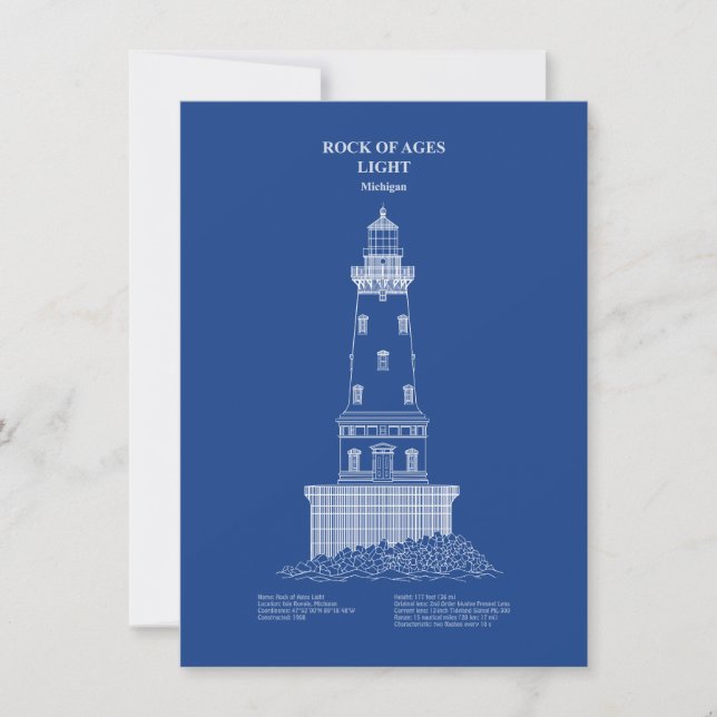 Tarjeta Pequeña Faro Rock of Ages - Michigan - AD (Anverso)
